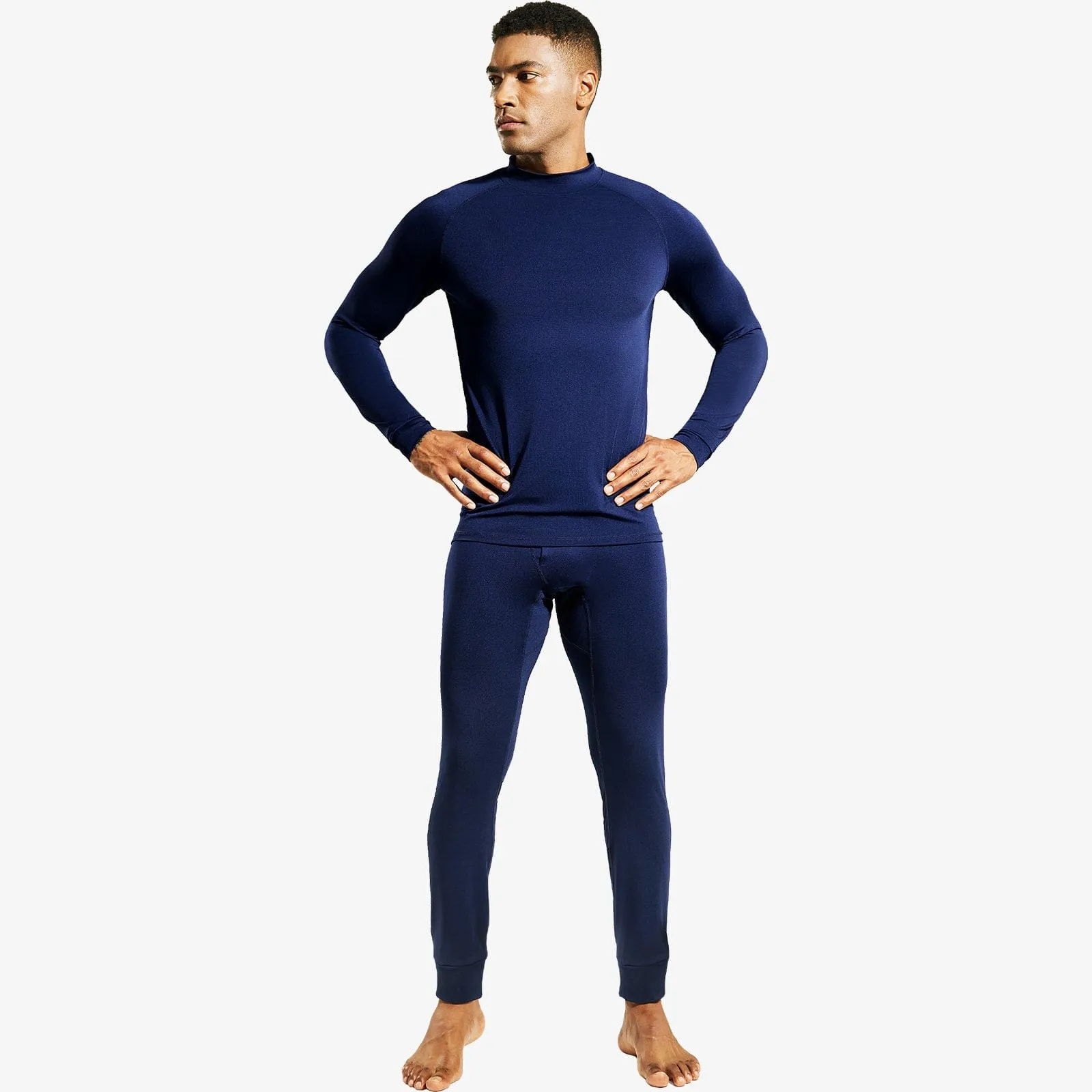 Men's Long Sleeve Mock Turtleneck Base Layer Workout Top