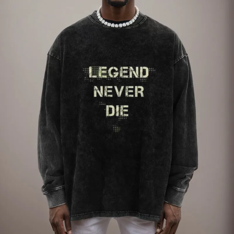Mens Vintage Legend Never Die Print Sweatshirt