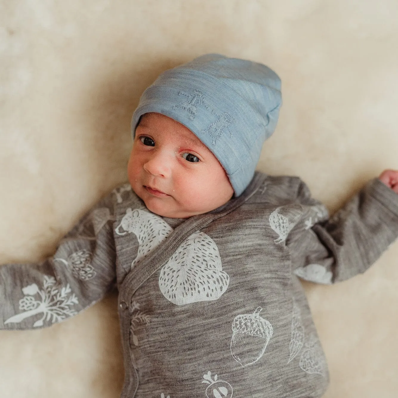 Merino Kids Cocooi Beanie   Bootie Set - Sky Blue