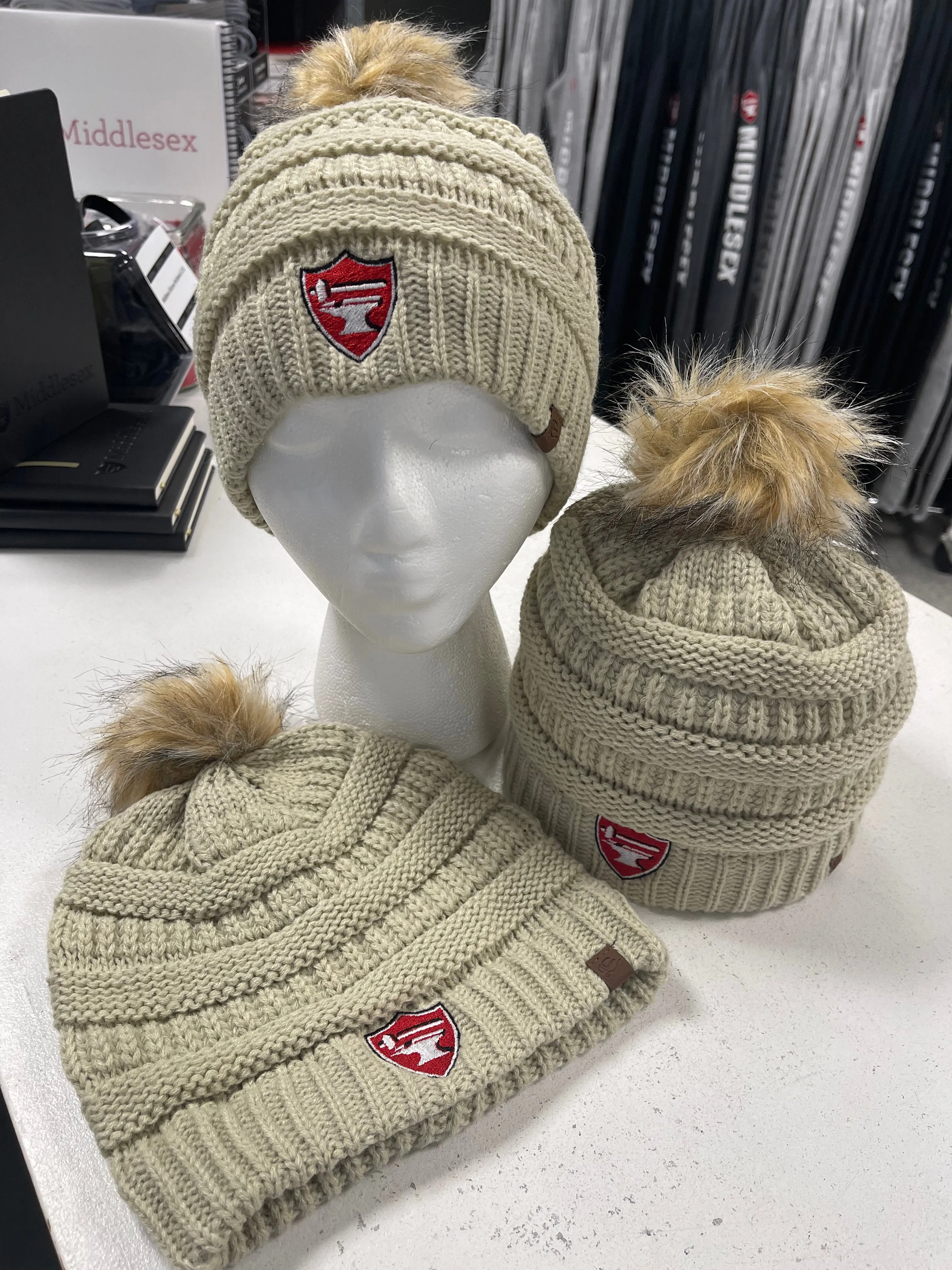 Middlesex Embroidered Beanie w/Pom
