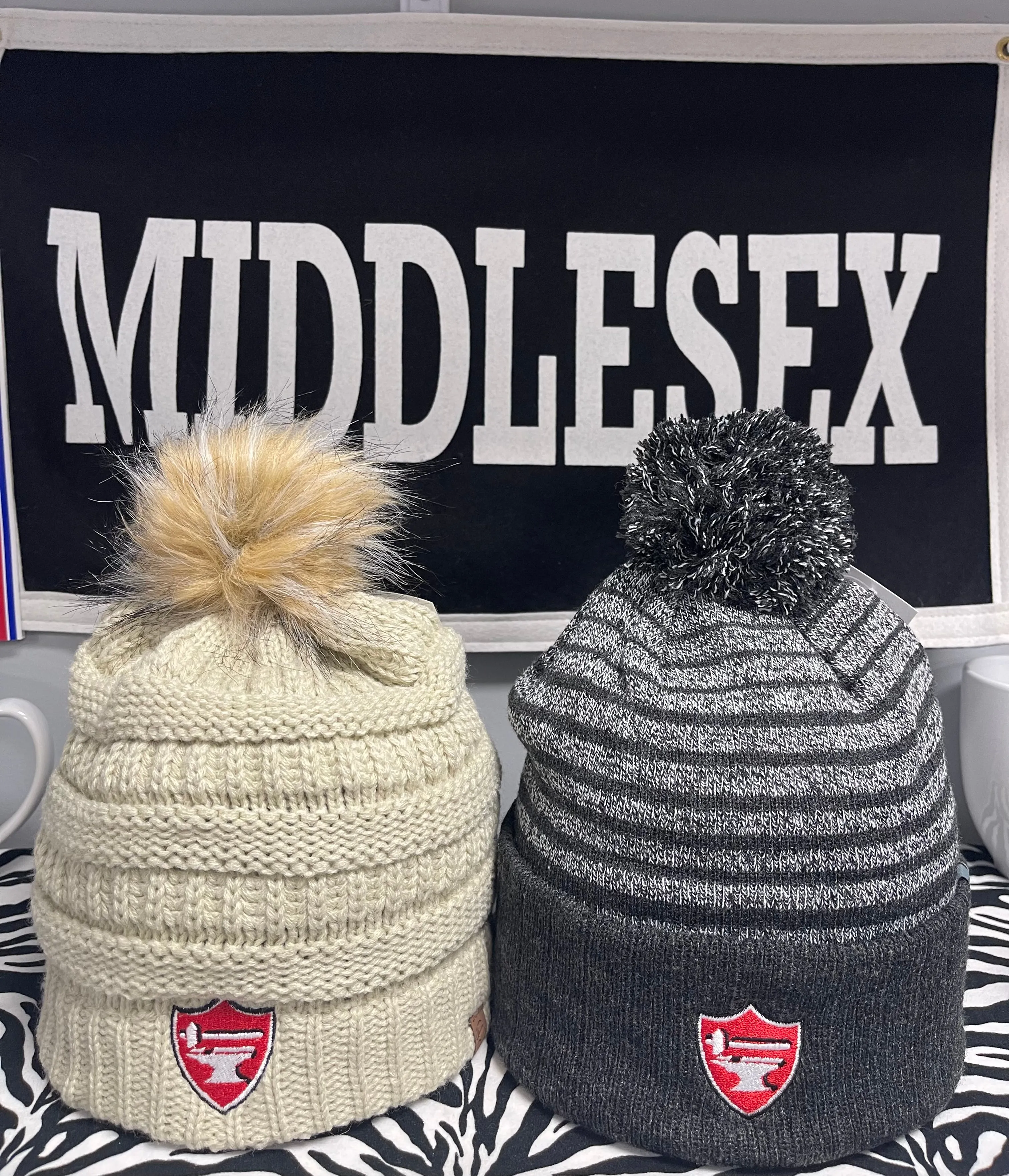 Middlesex Embroidered Beanie w/Pom