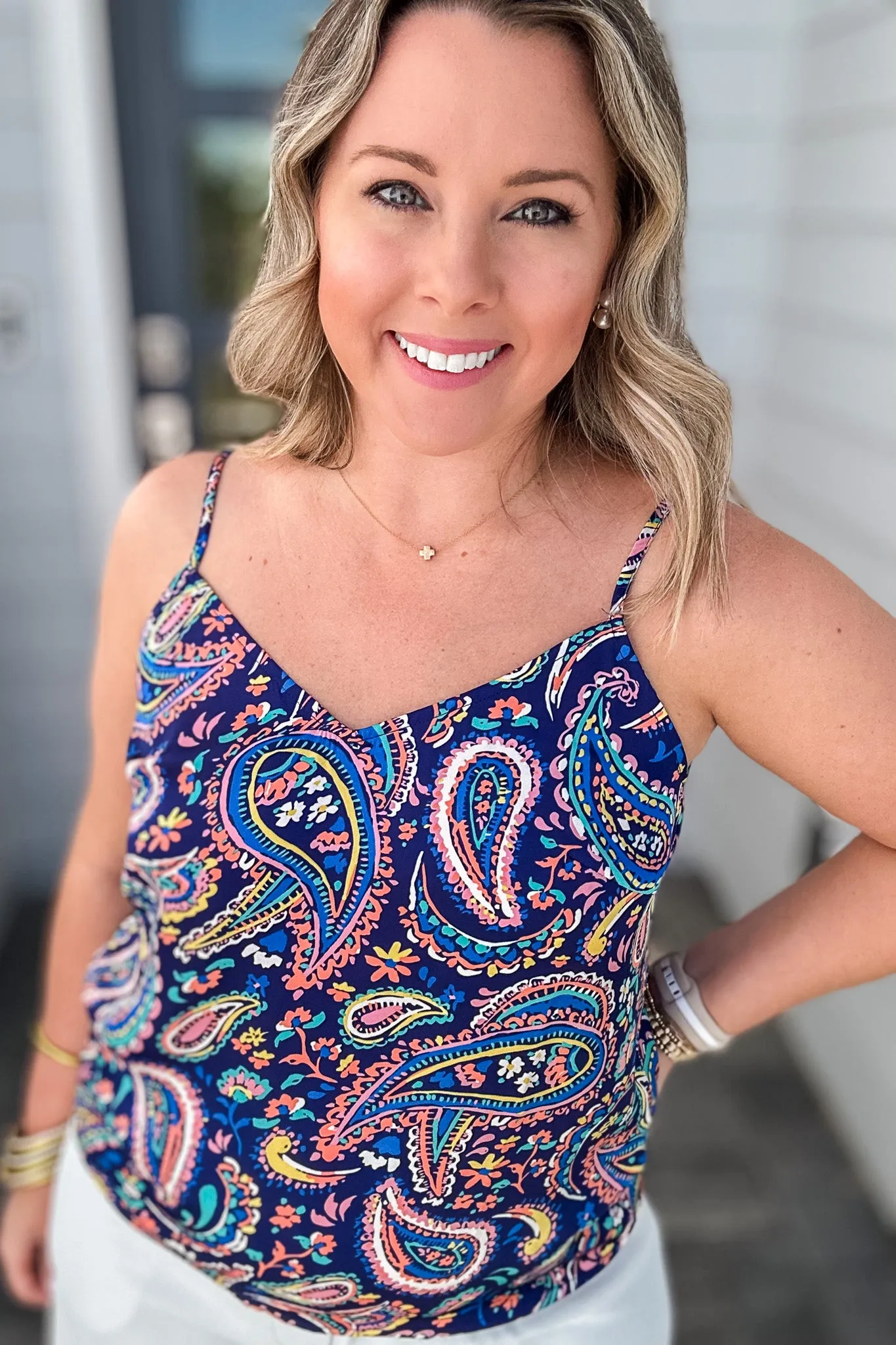 Molly Bracken: Paisley Tank Top - Navy Sacha