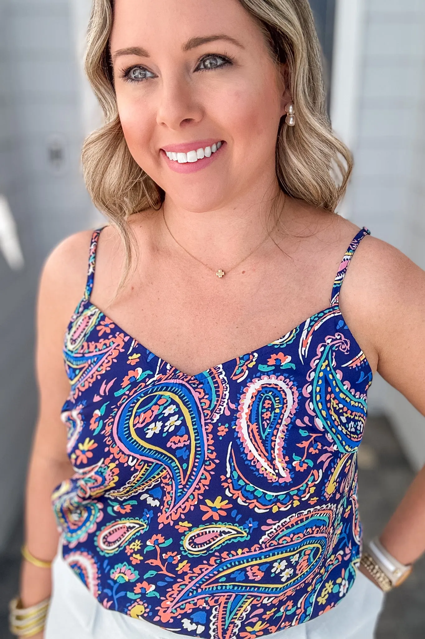 Molly Bracken: Paisley Tank Top - Navy Sacha