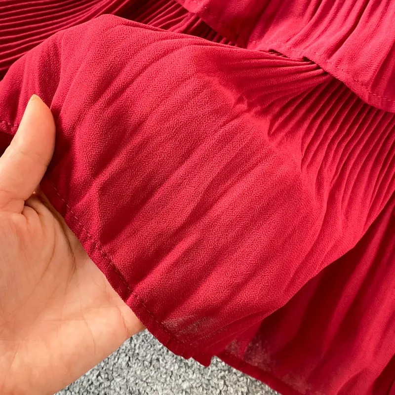 Multicolor Sling Pleated Dress