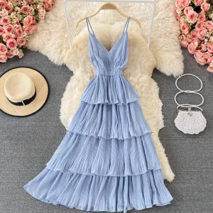 Multicolor Sling Pleated Dress