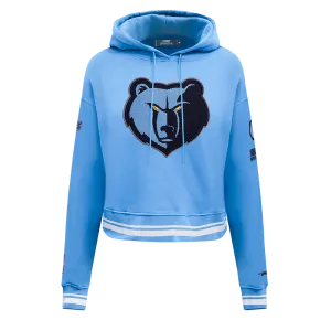 NBA MEMPHIS GRIZZLIES RETRO CLASSIC WOMEN'S RIB CROPPED PO HOODIE (UNIVERSITY BLUE)