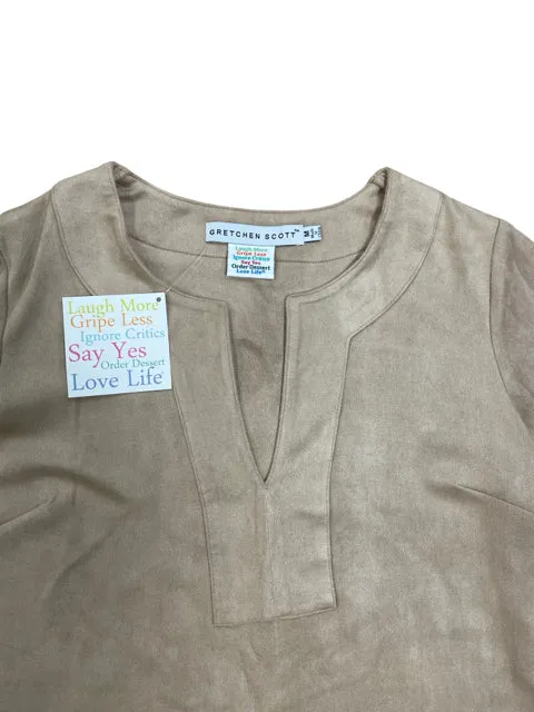 NWT! GRETCHEN SCOTT SUEDE SPLIT NECK TUNIC M