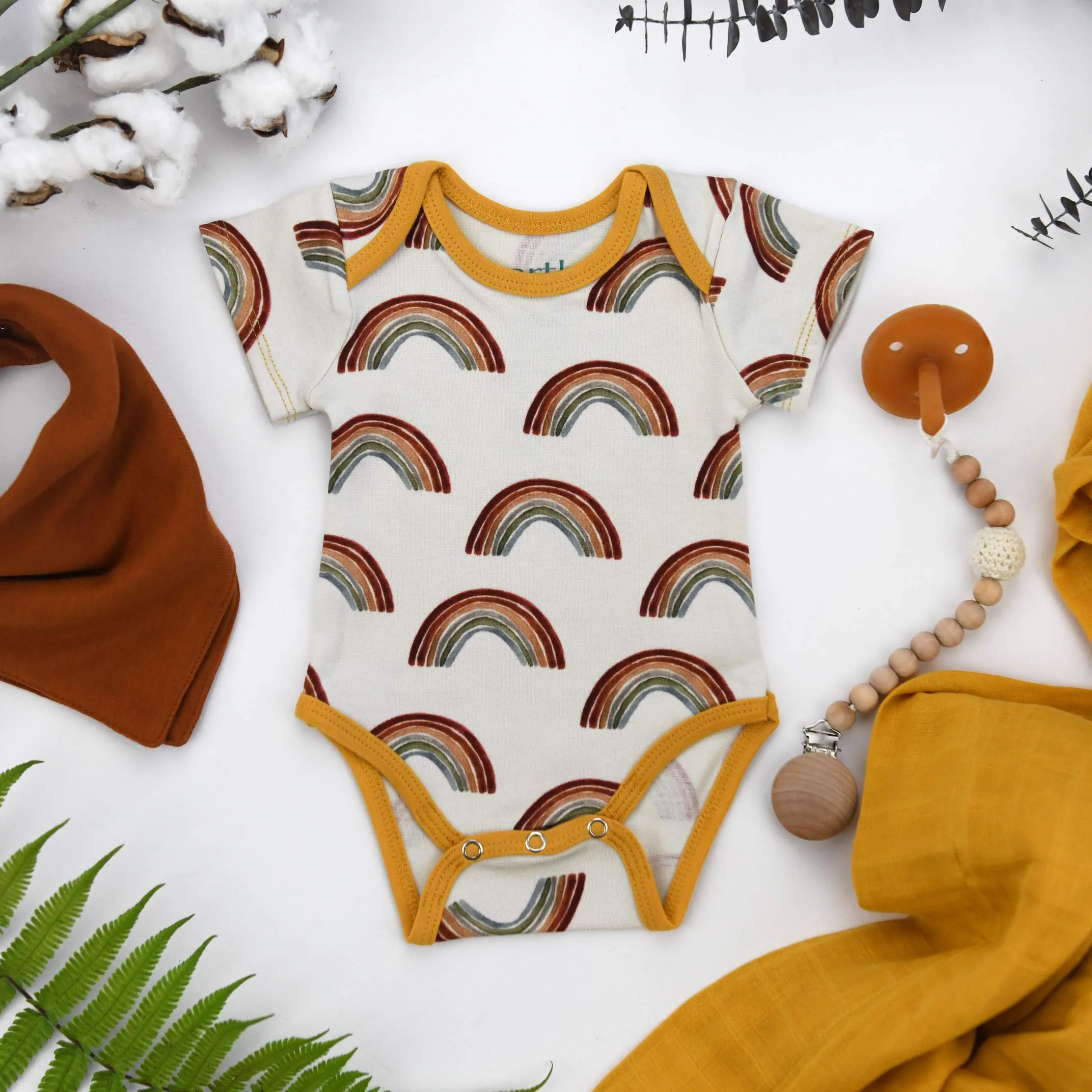 Organic Cotton Short Sleeve Baby Bodysuit, August