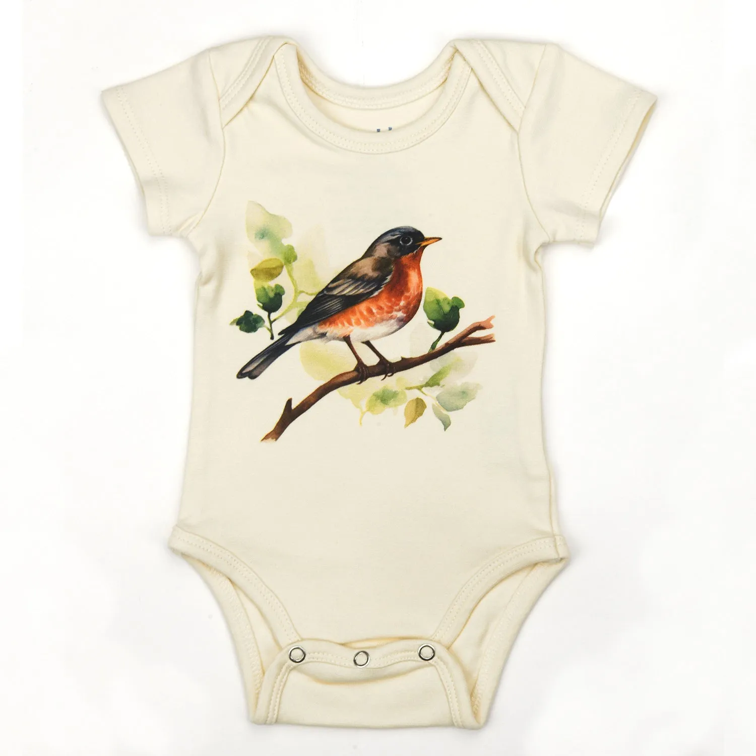 Organic Cotton Short Sleeve Baby Bodysuit, Robin