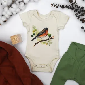 Organic Cotton Short Sleeve Baby Bodysuit, Robin