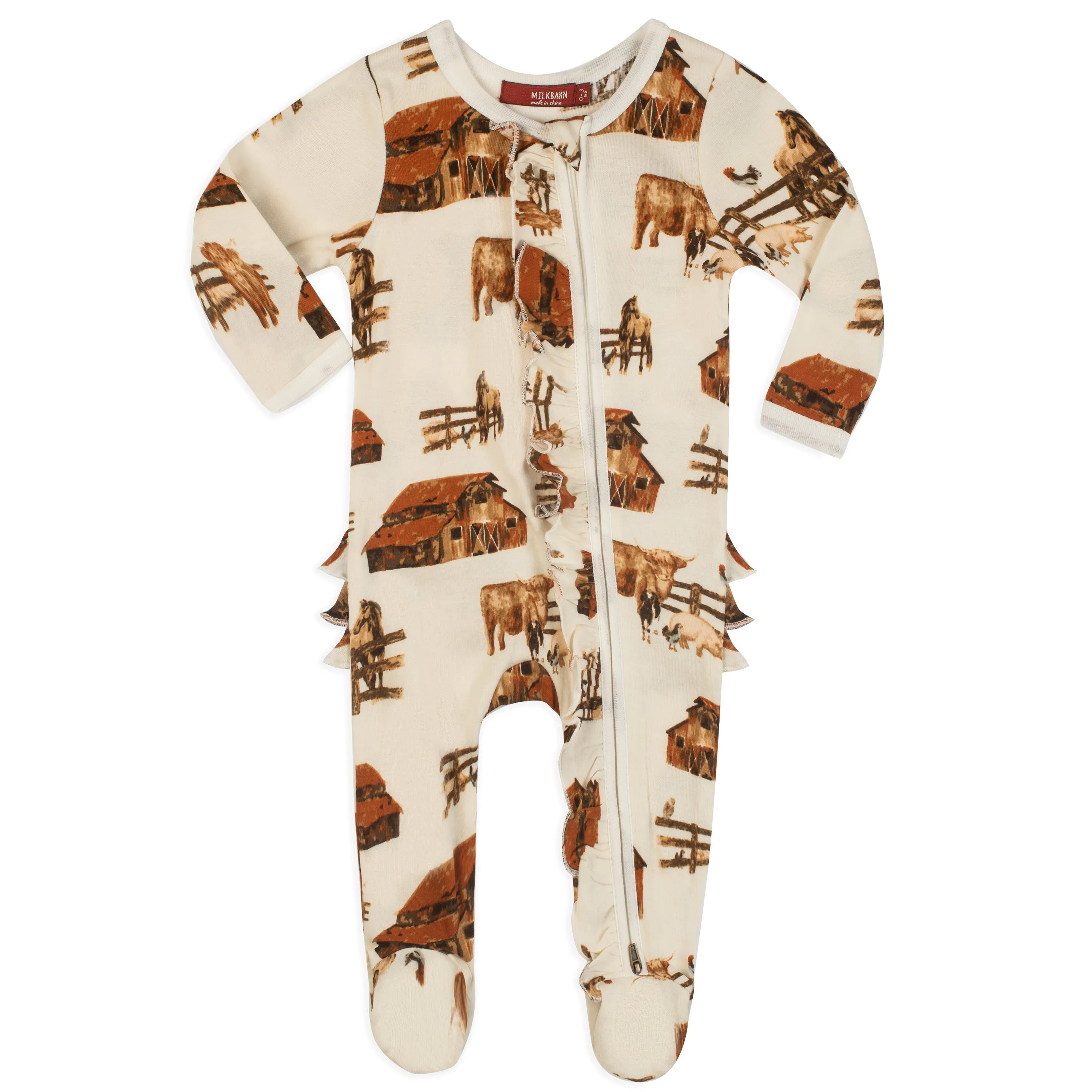 Organic Ruffle Zipper Footed Romper Homestead