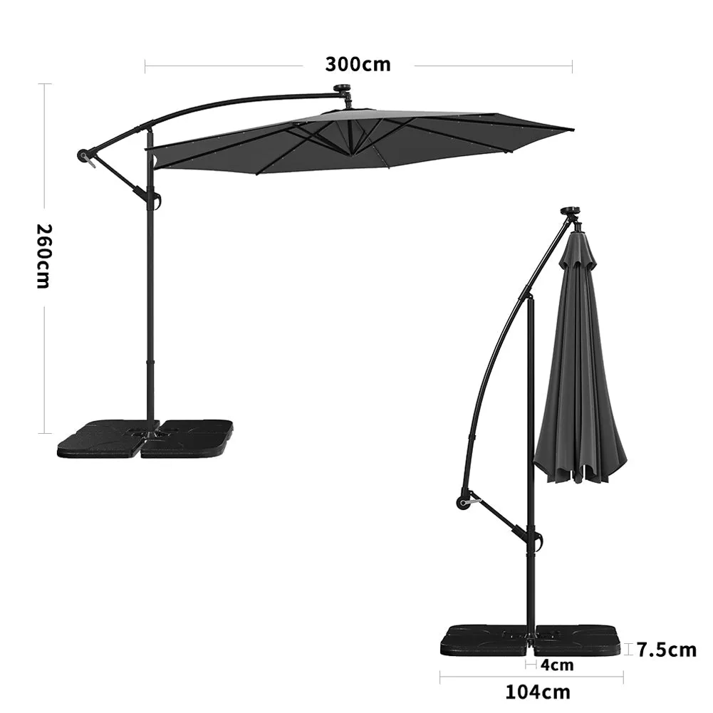 Outdoor Large 3M Cantilever Parasol Black