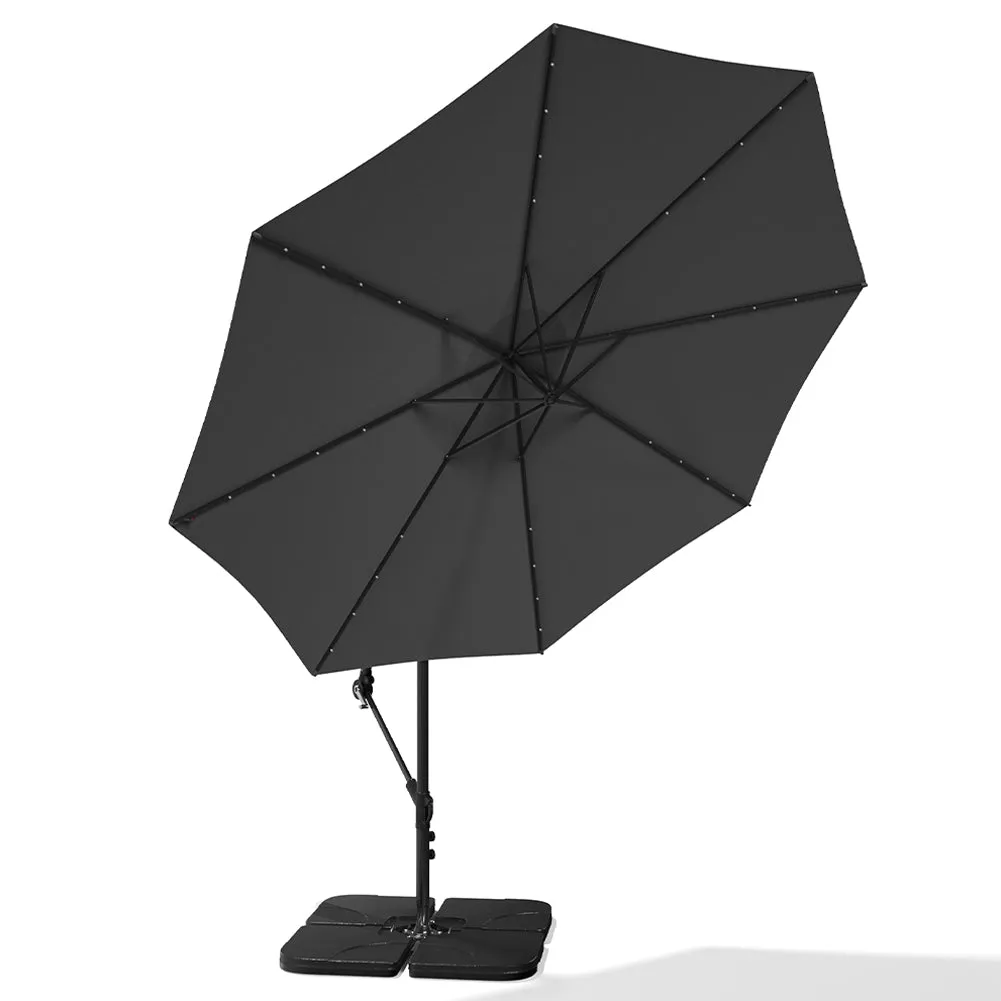 Outdoor Large 3M Cantilever Parasol Black