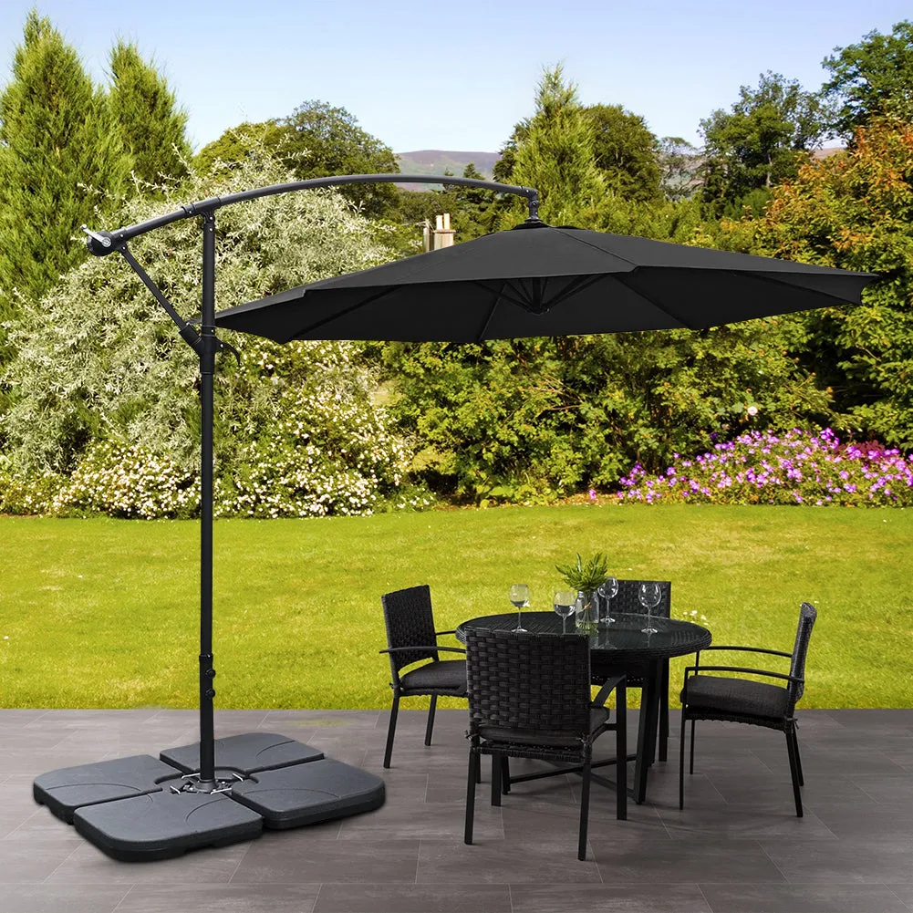 Outdoor Large 3M Cantilever Parasol Black