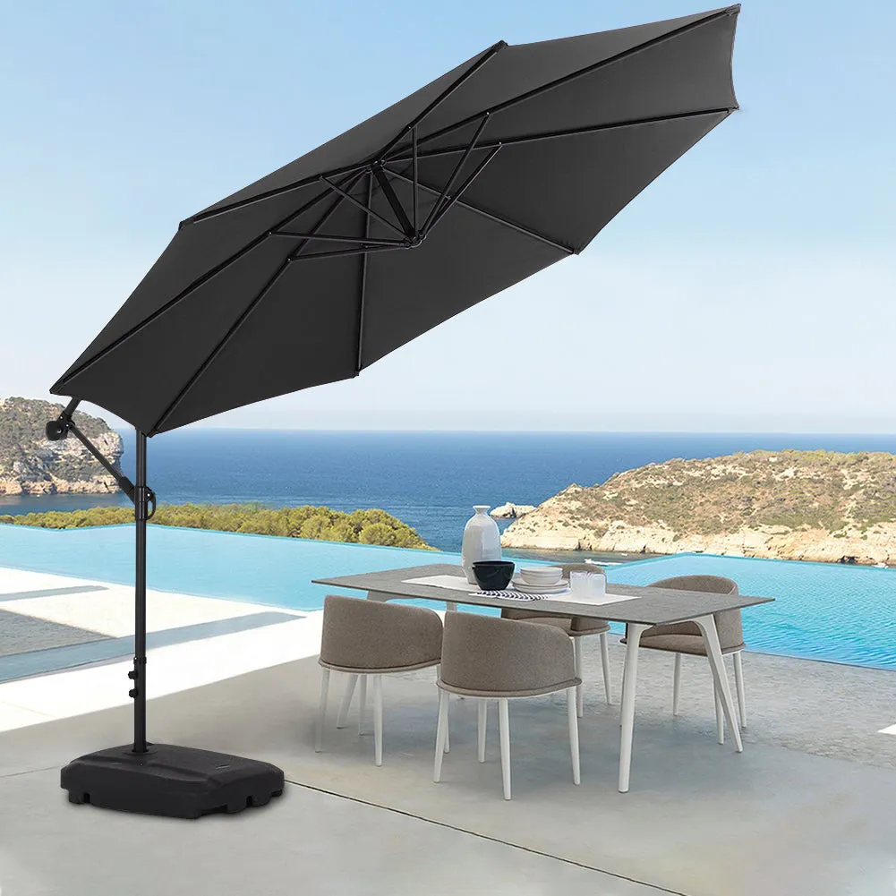 Outdoor Large 3M Cantilever Parasol Black