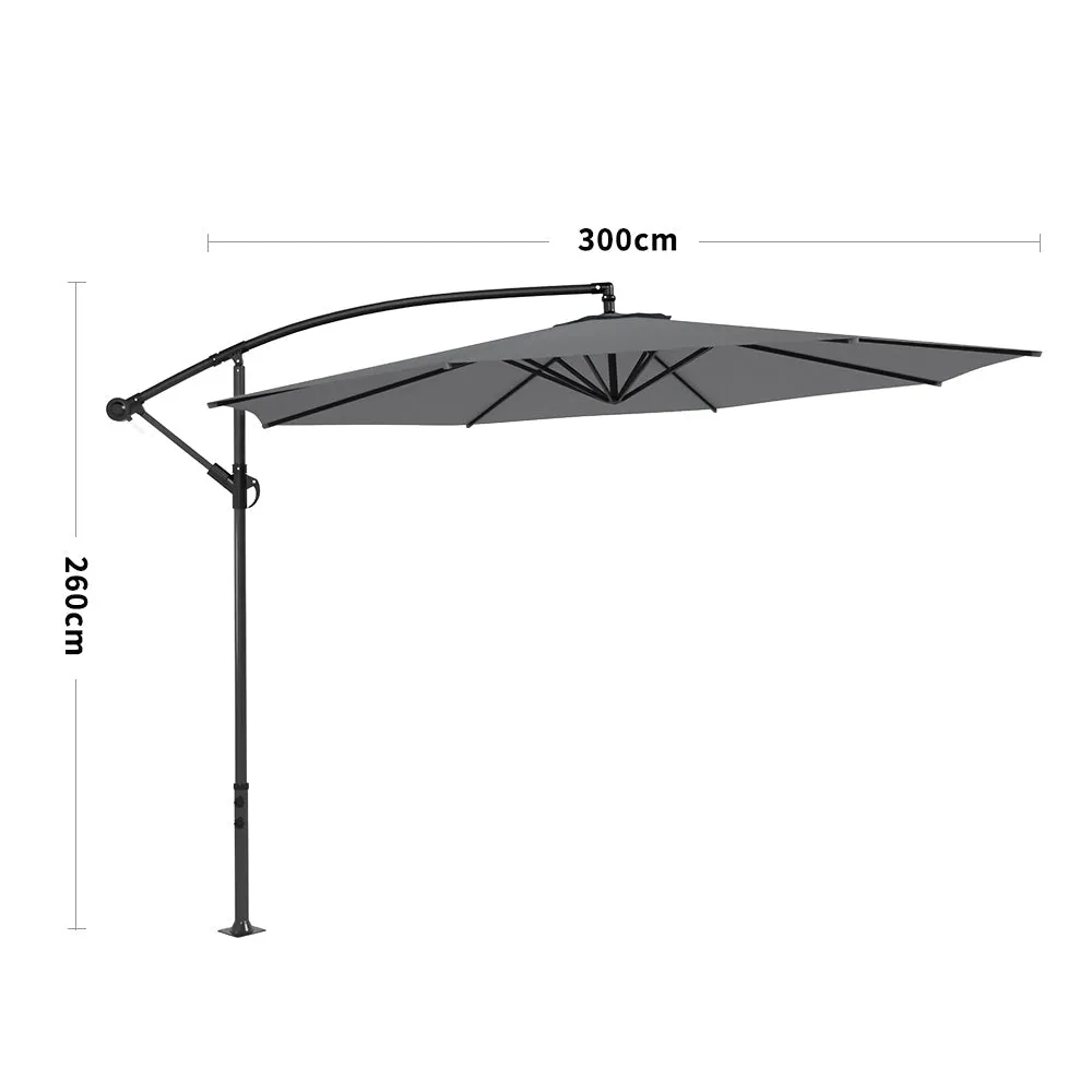 Outdoor Large 3M Cantilever Parasol Dark Grey
