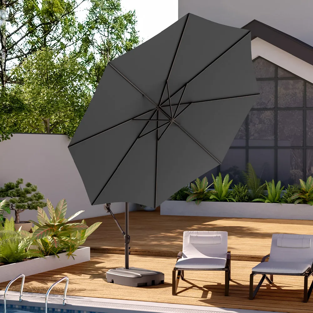 Outdoor Large 3M Cantilever Parasol Dark Grey