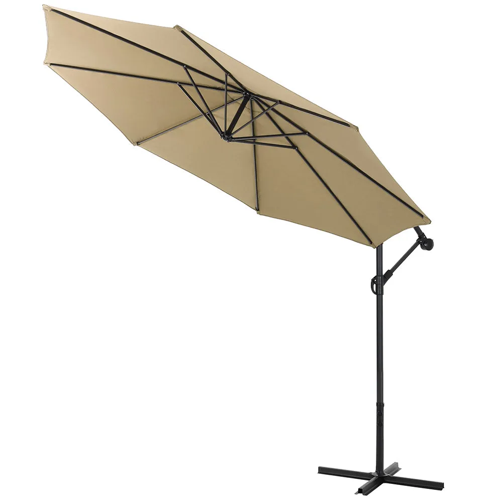 Outdoor Large 3M Cantilever Parasol Khaki