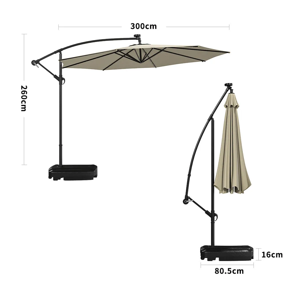 Outdoor Large 3M Cantilever Parasol Khaki