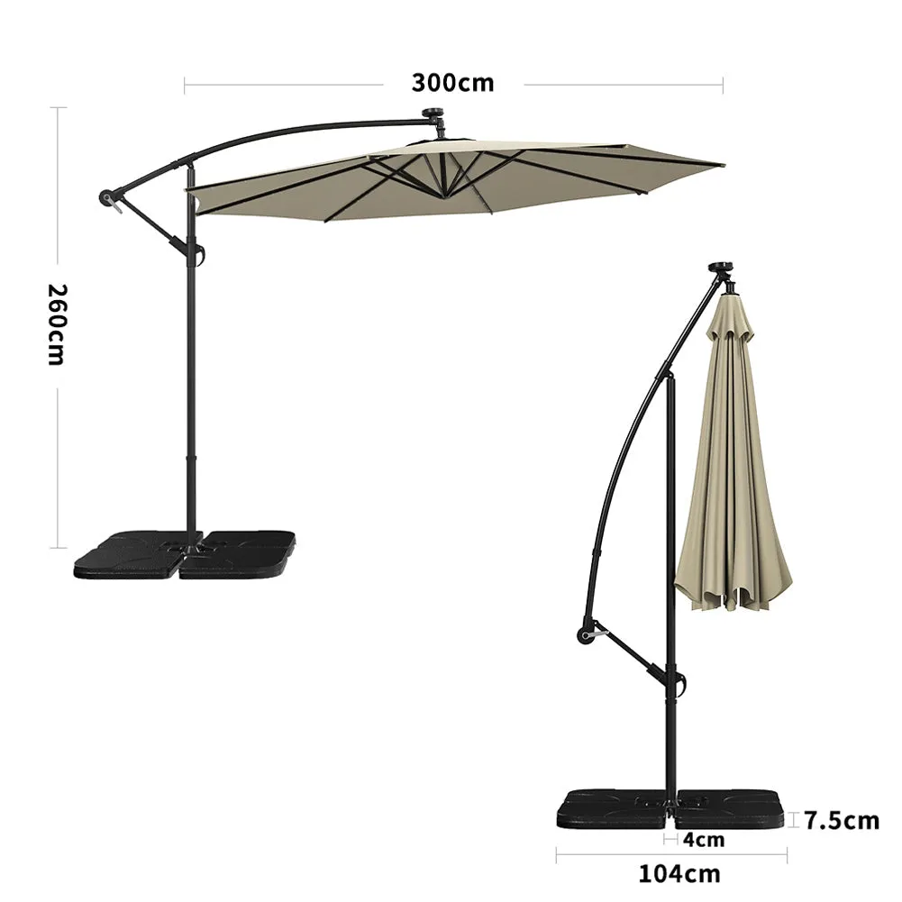 Outdoor Large 3M Cantilever Parasol Khaki