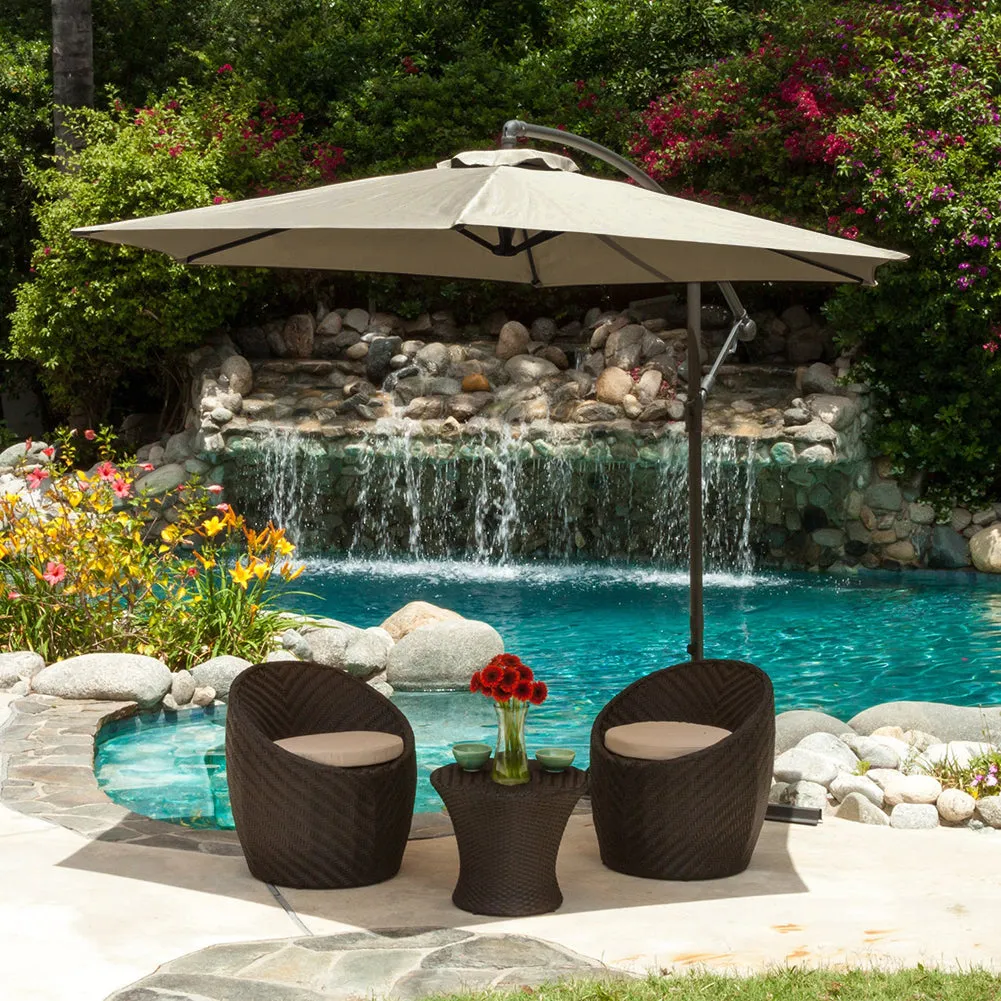 Outdoor Large 3M Cantilever Parasol Khaki