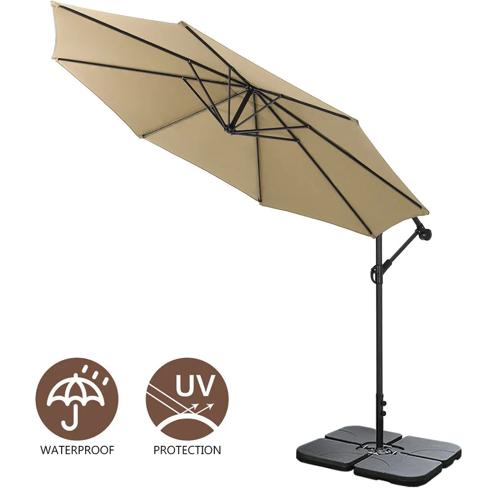 Outdoor Large 3M Cantilever Parasol Khaki