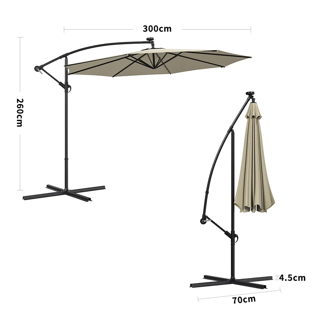 Outdoor Large 3M Cantilever Parasol Khaki