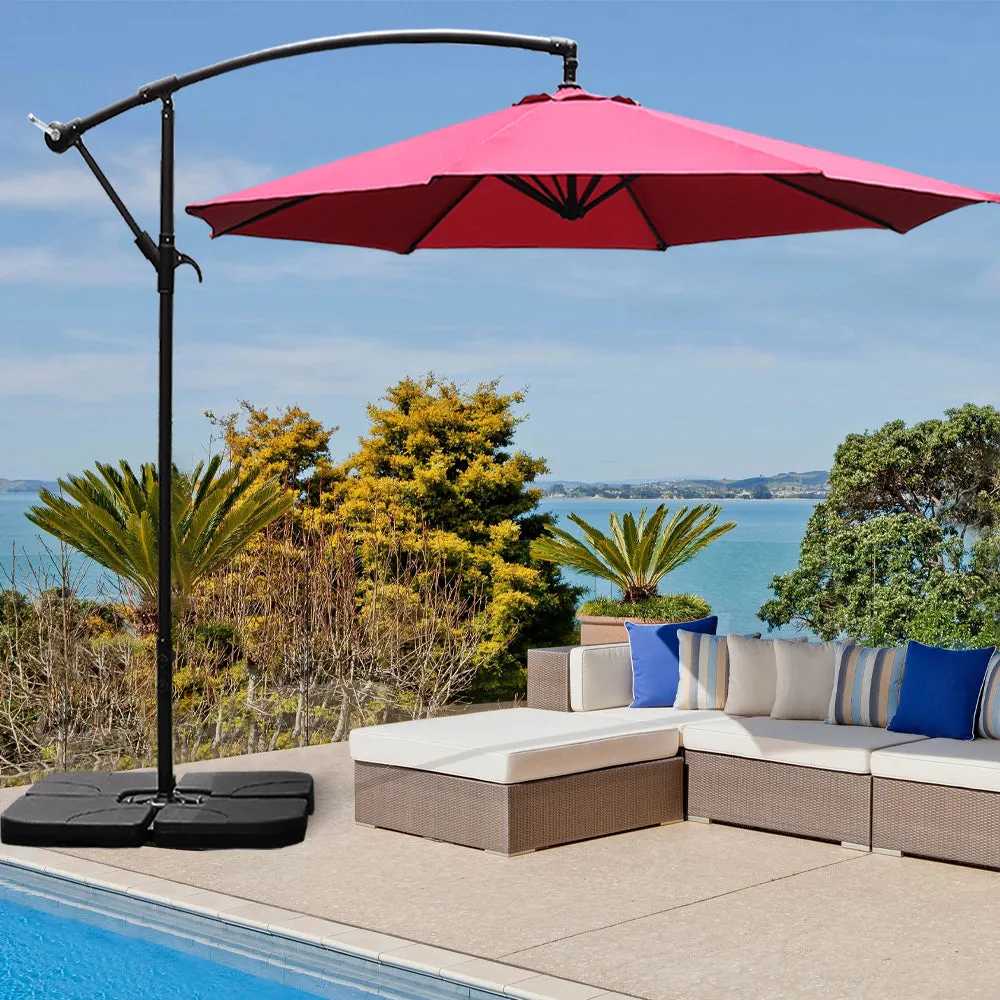 Outdoor Large 3M Cantilever Parasol Wine Red