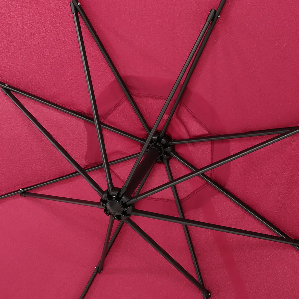 Outdoor Large 3M Cantilever Parasol Wine Red