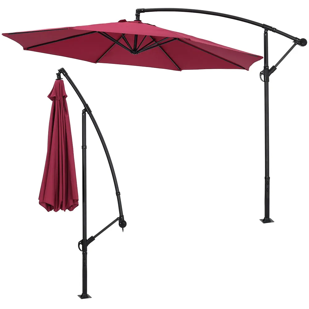 Outdoor Large 3M Cantilever Parasol Wine Red