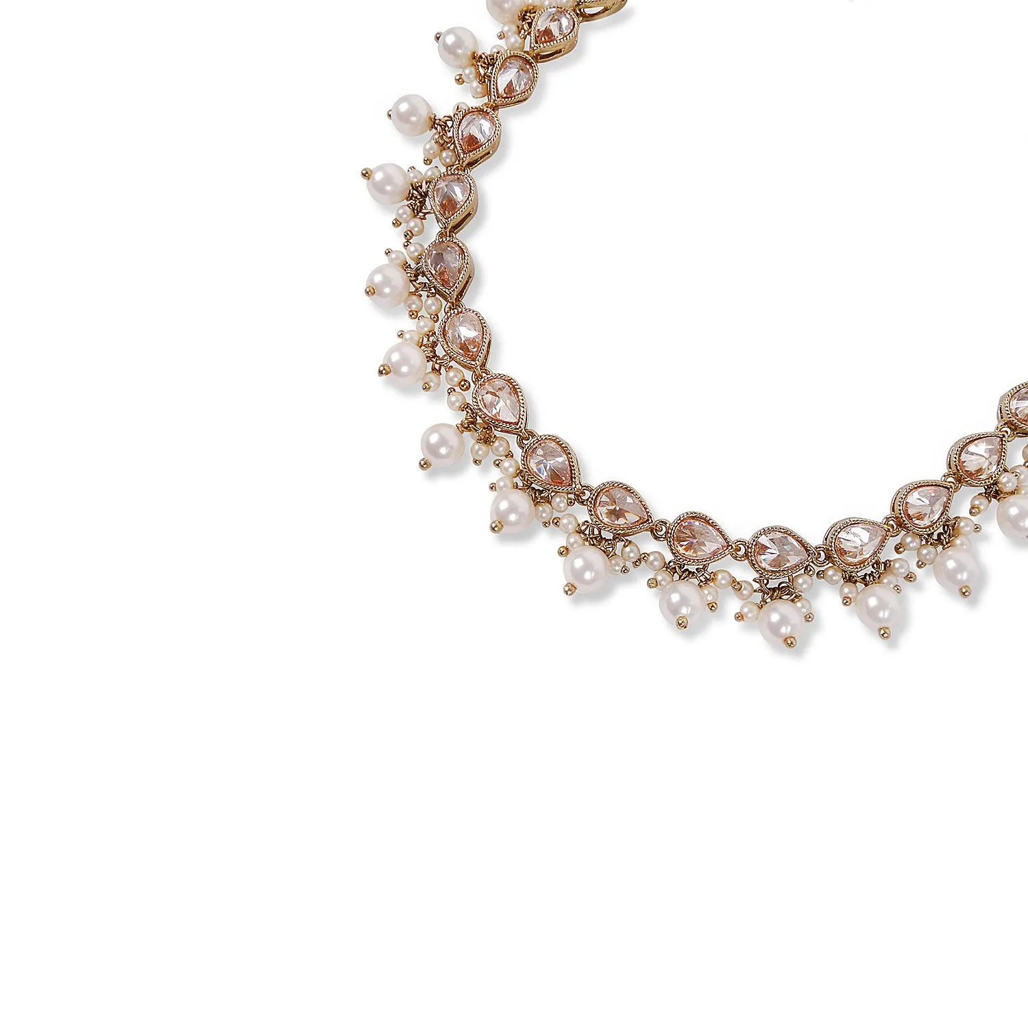 Pearl Cluster Anklet in Antique Gold