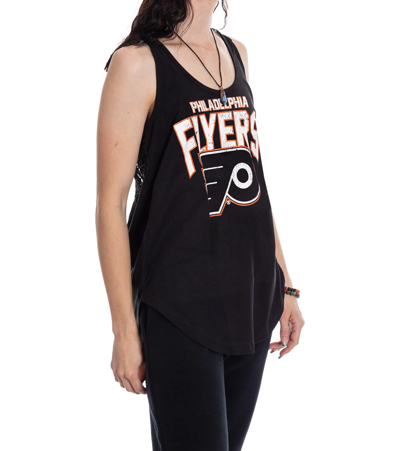 Philadelphia Flyers Ladies "Distressed" Lace Flowy Tank Top