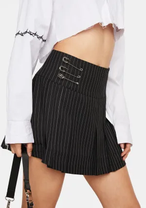 Pinstripe Pleated Mini Skirt