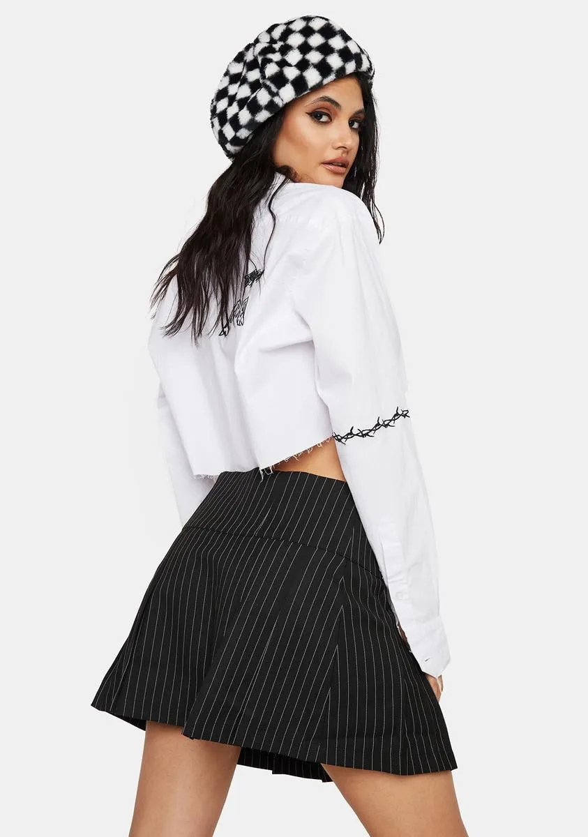 Pinstripe Pleated Mini Skirt