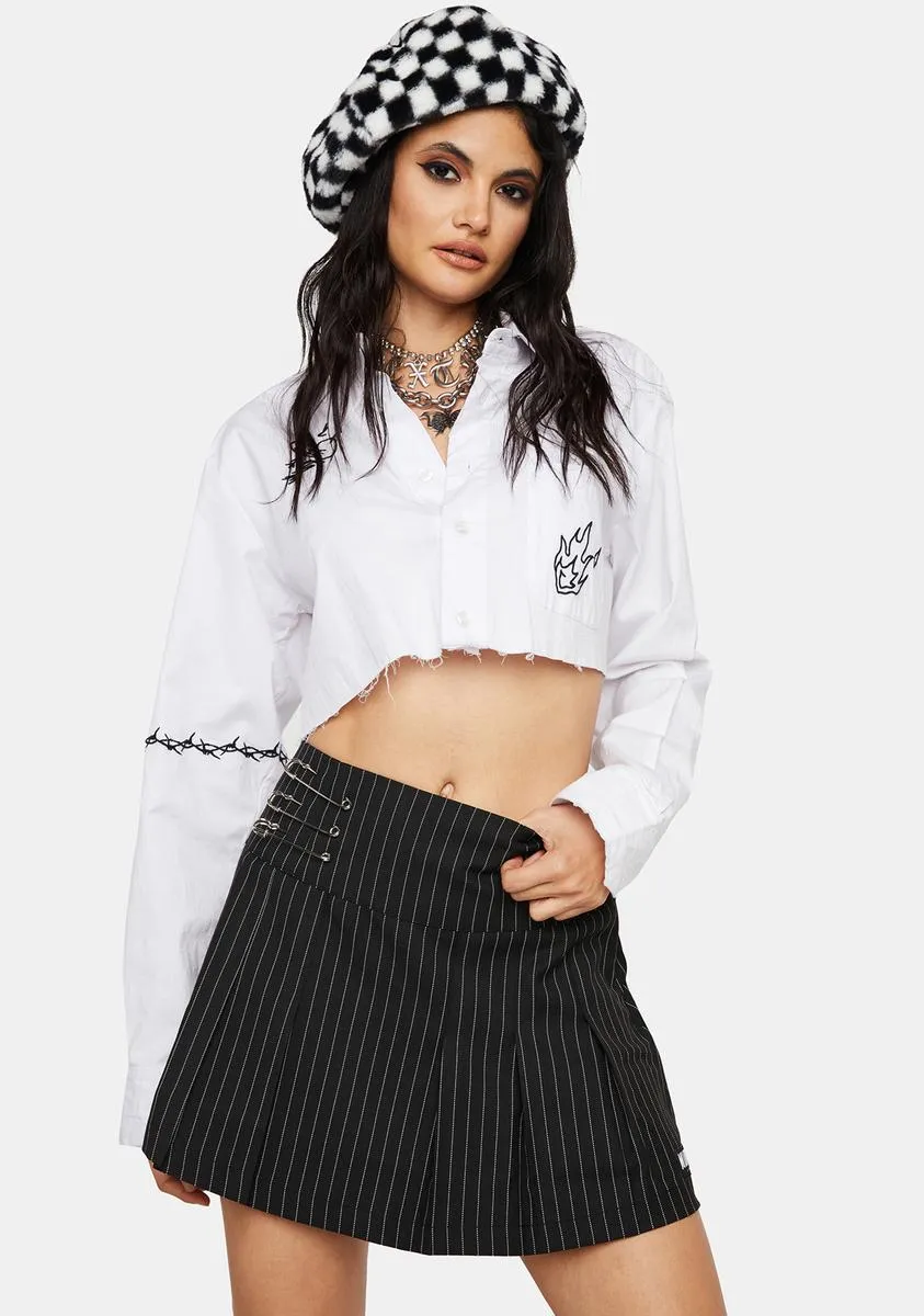 Pinstripe Pleated Mini Skirt