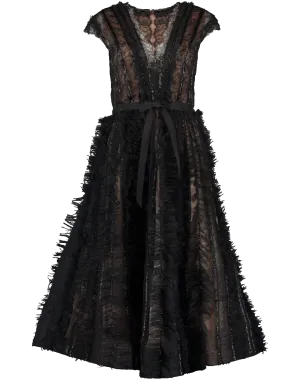 Plunge Neck Embellished Tulle Dress
