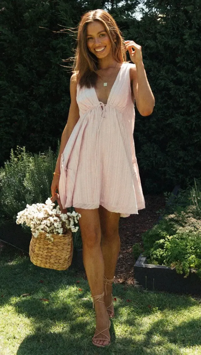 Plunging Neck Cotton Tunic Beach Cover-Up