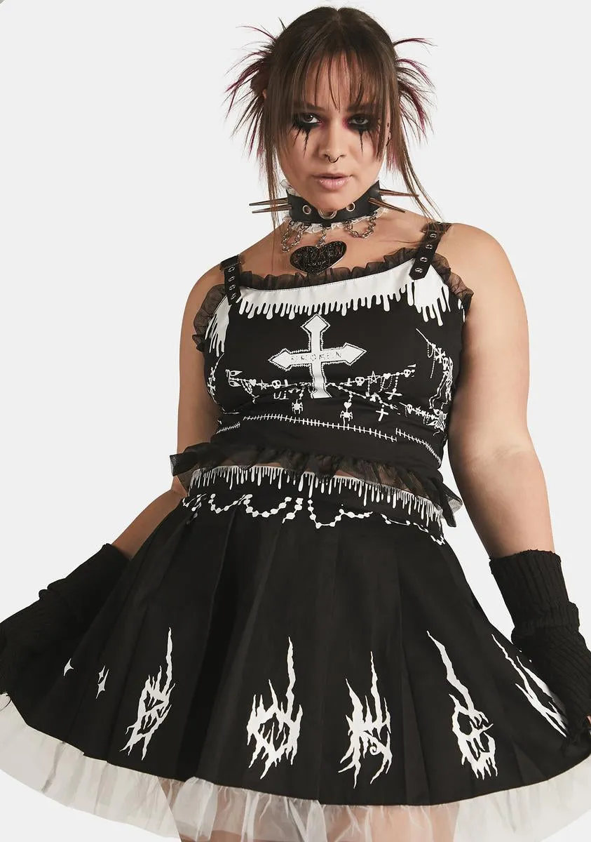 Plus Damaged Damsel Pleated Skirt