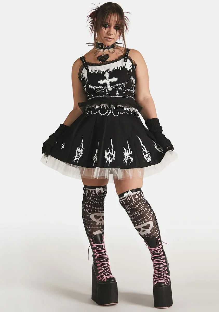 Plus Damaged Damsel Pleated Skirt