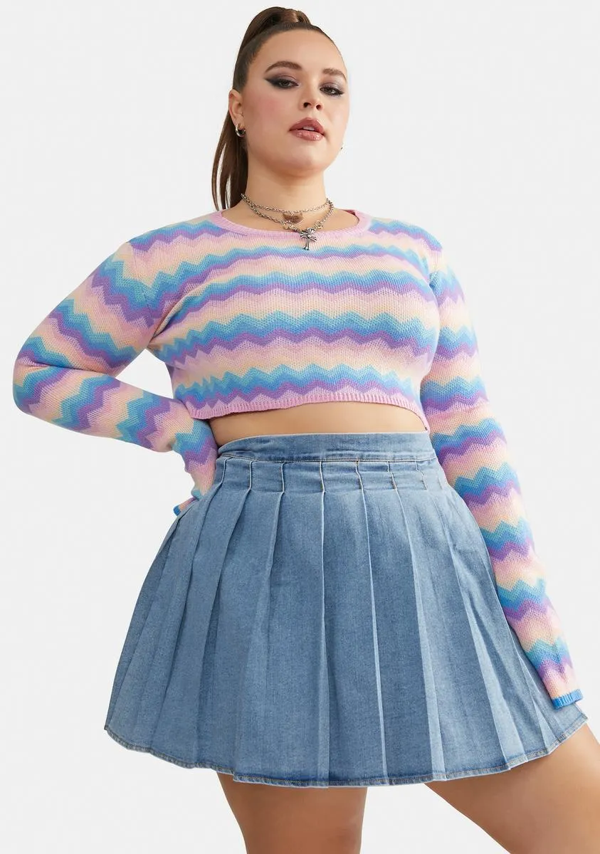 Plus Daring Denim Pleated Skirt