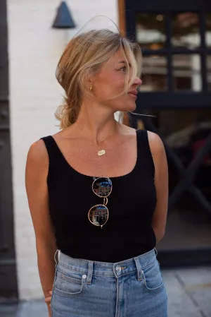 Pointelle Tank - Black
