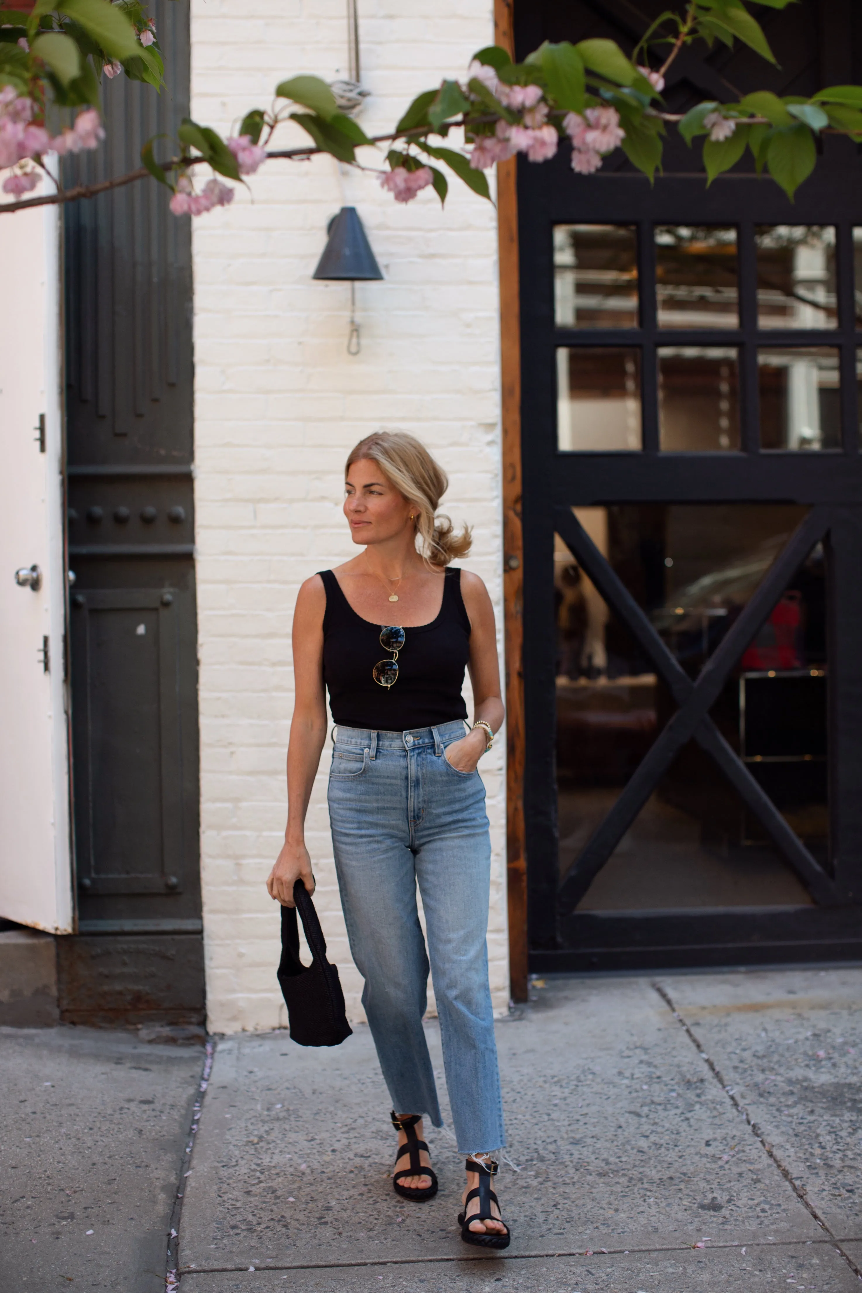 Pointelle Tank - Black