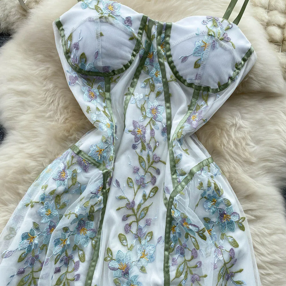 Printed Tube Top Fairy Halter Dress