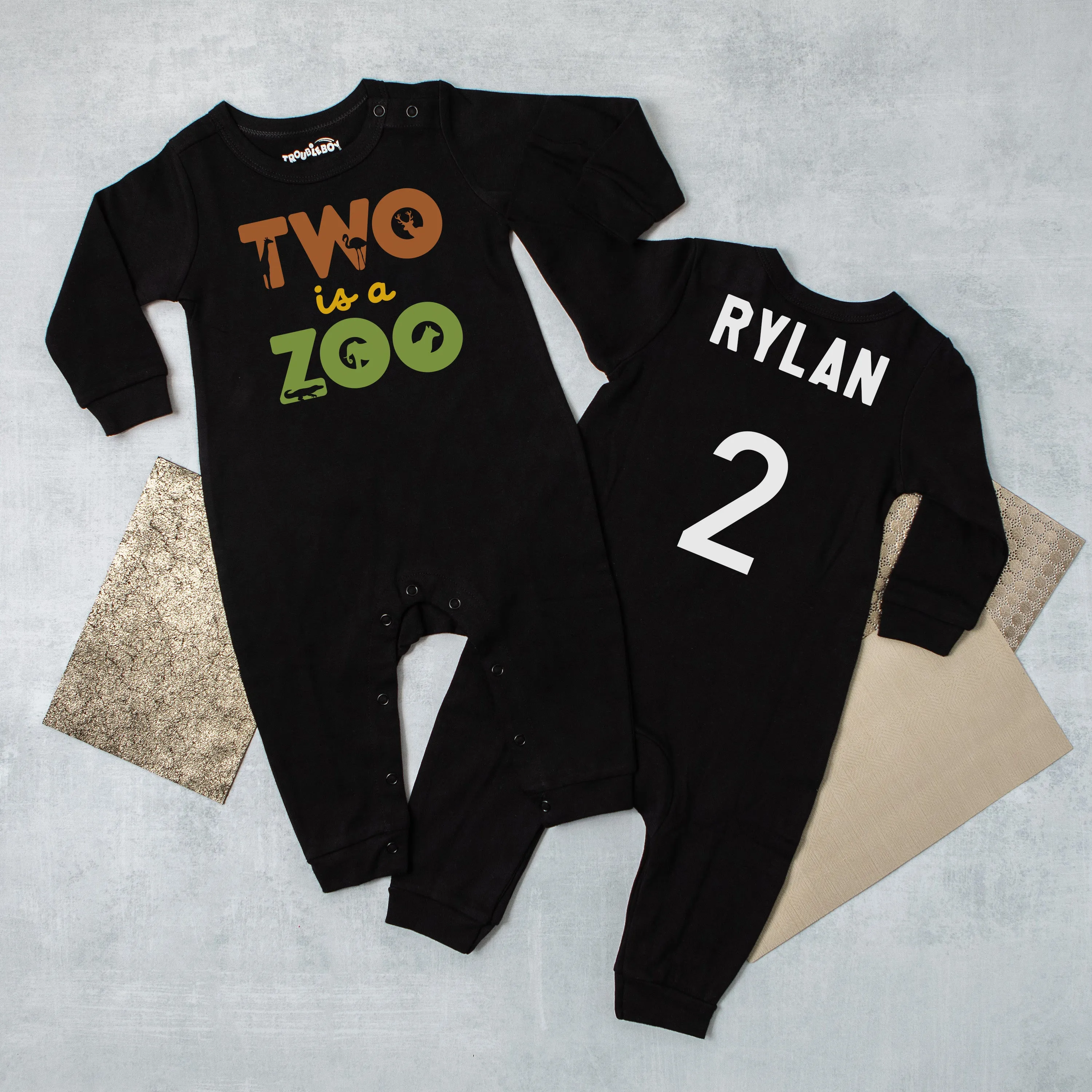 "Two is a Zoo" 2nd Birthday Long Sleeve Romper