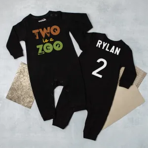 "Two is a Zoo" 2nd Birthday Long Sleeve Romper