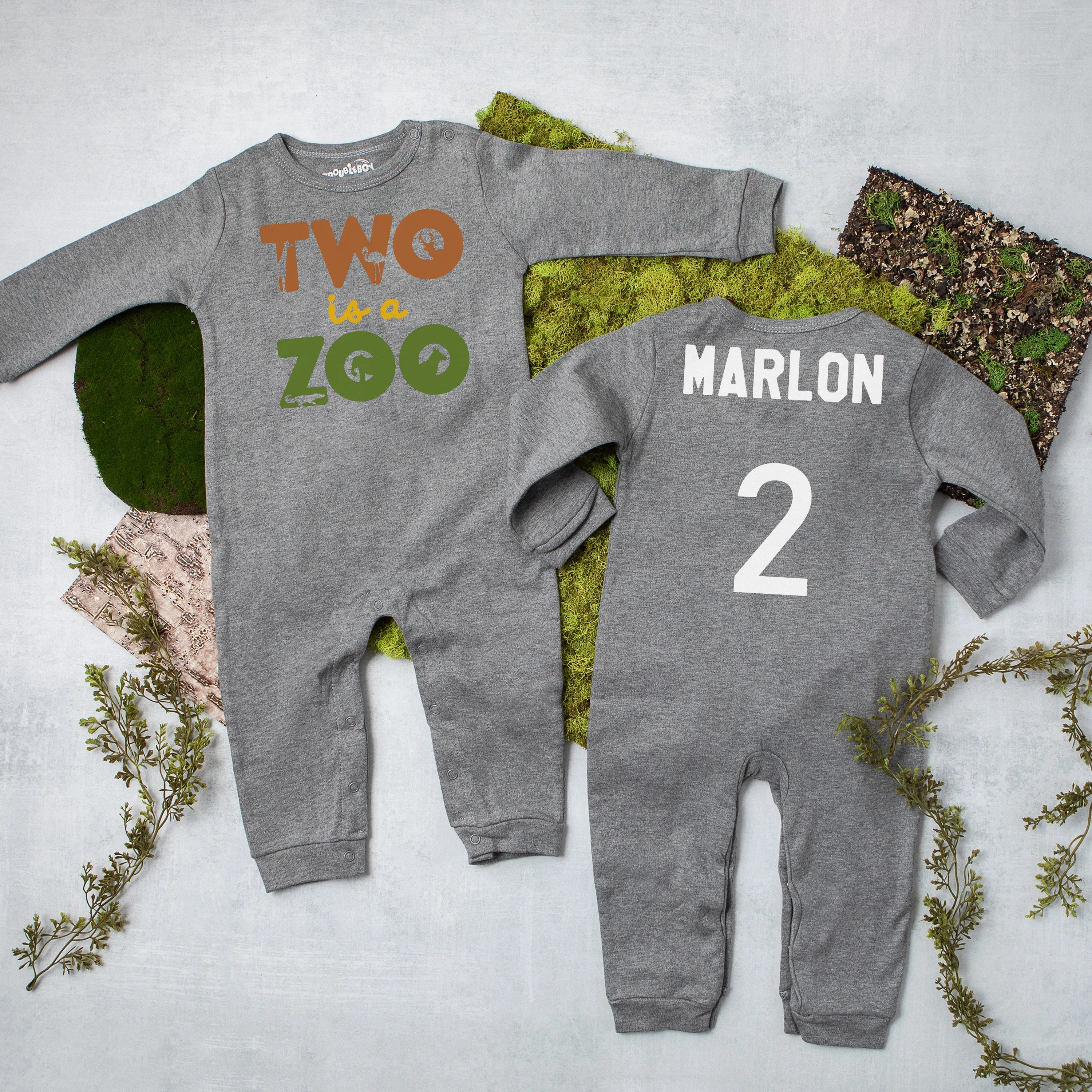 "Two is a Zoo" 2nd Birthday Long Sleeve Romper