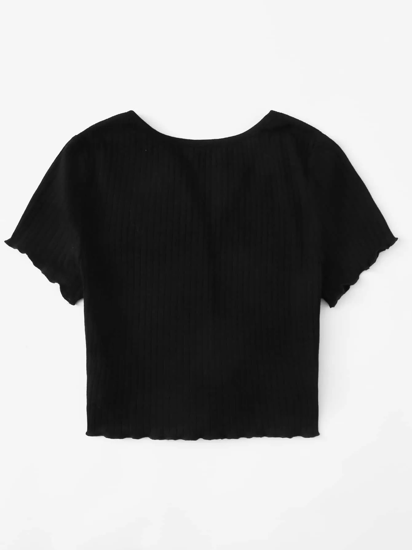 Qutie Button Front Lettuce Trim Crop Top