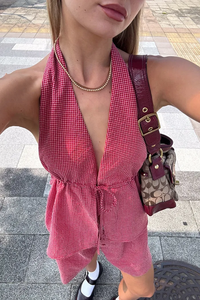 Rhythm Check Halter Top - RED