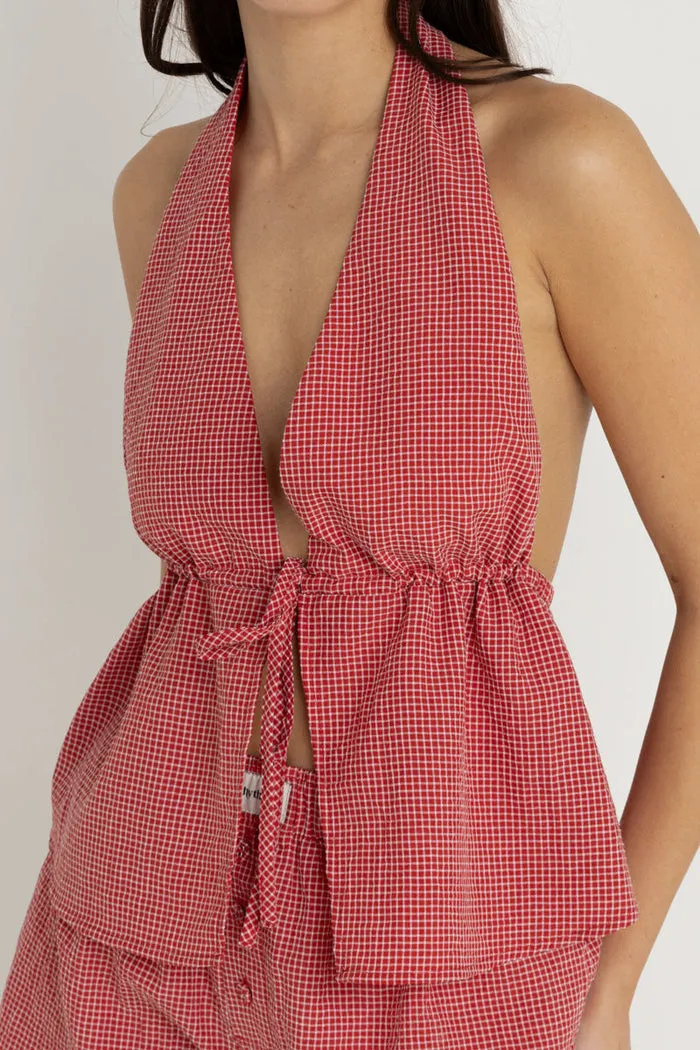 Rhythm Check Halter Top - RED