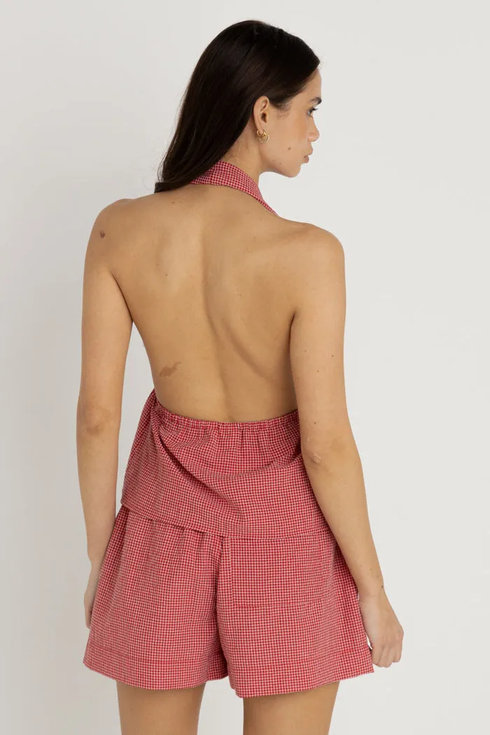 Rhythm Check Halter Top - RED